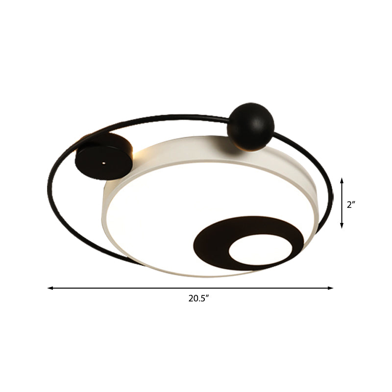 Modern Vintage Metal Flushmount Led Lighting In Warm Light With Diffuser - Square/Round Black/White