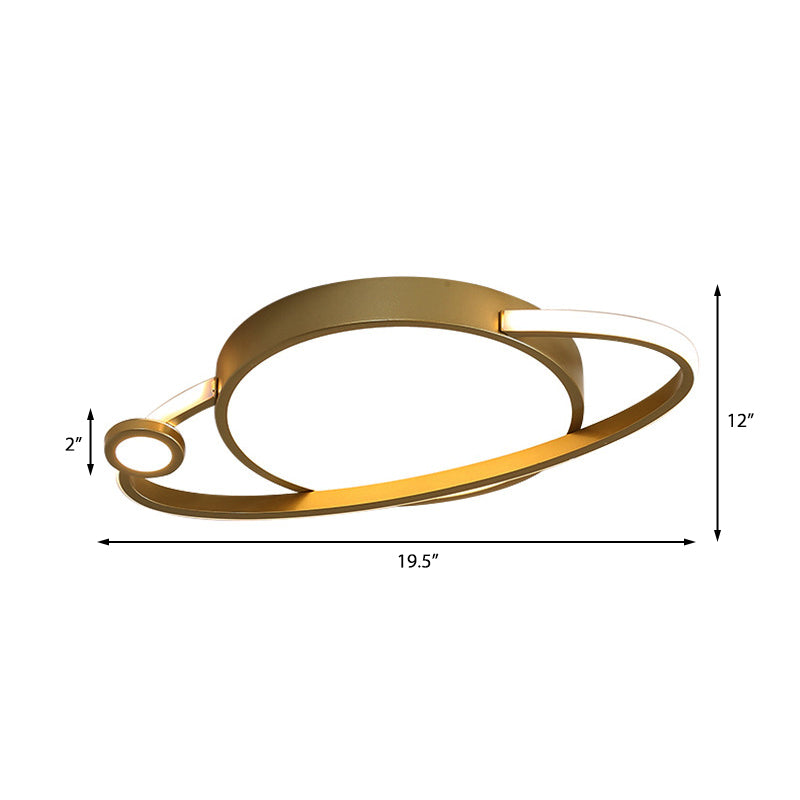 12’/16’ Nordic Style Led Gold Flush Mount Ceiling Light With Acrylic Diffuser Warm/White