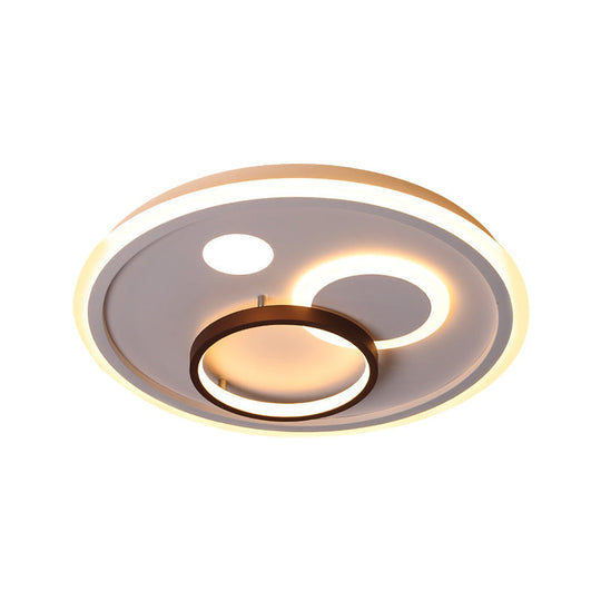 Nordic Style Round Ceiling Flush Lamp With Integrated Led White And Diffuser -