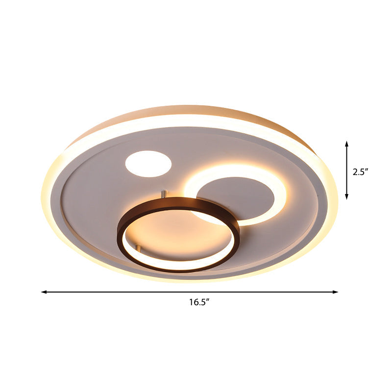 Nordic Style Round Ceiling Flush Lamp With Integrated Led White And Diffuser -