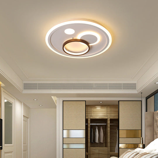 Nordic Style Round Ceiling Flush Lamp With Integrated Led White And Diffuser - 16.5/20.5/24.5 Wide /