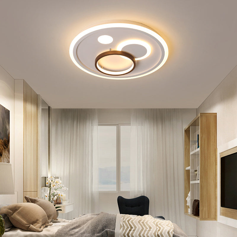 Nordic Style Round Ceiling Flush Lamp With Integrated Led White And Diffuser - 16.5/20.5/24.5 Wide /