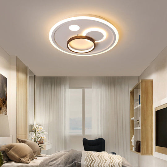 Nordic Style Round Ceiling Flush Lamp With Integrated Led White And Diffuser - 16.5/20.5/24.5 Wide /