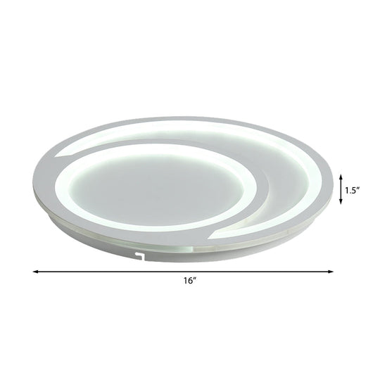 Modern White Ripple Flushmount Led Light Simple Metal Design 16’/19.5’/23.5’ Wide