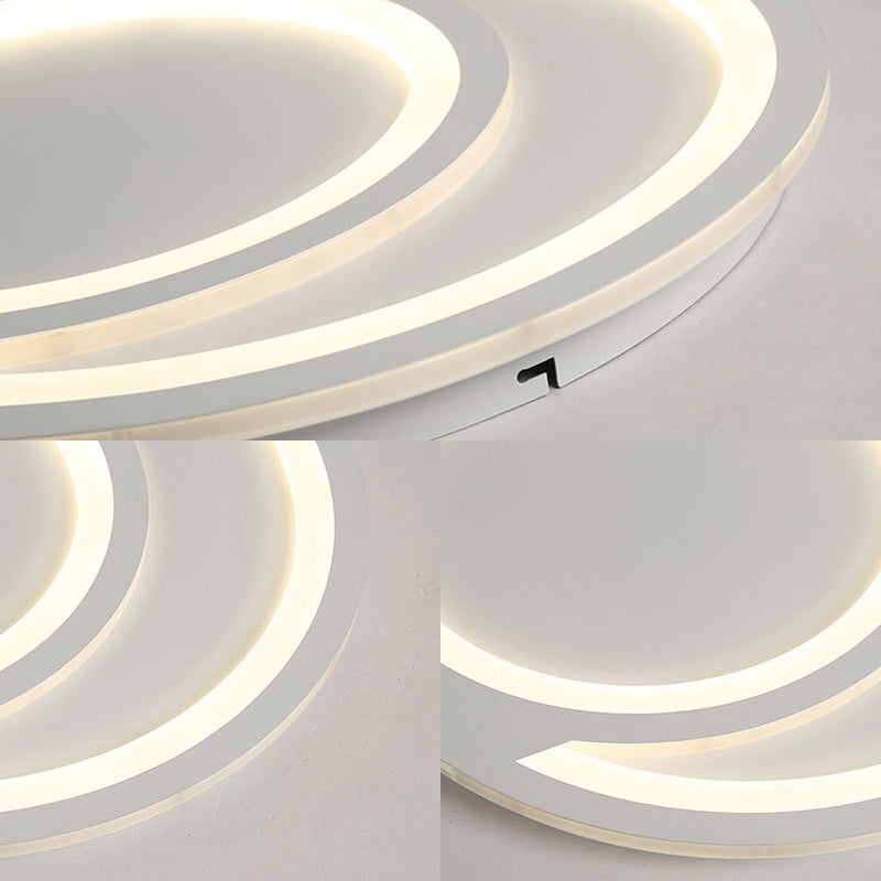 Modern White Ripple Flushmount Led Light Simple Metal Design 16/19.5/23.5 Wide