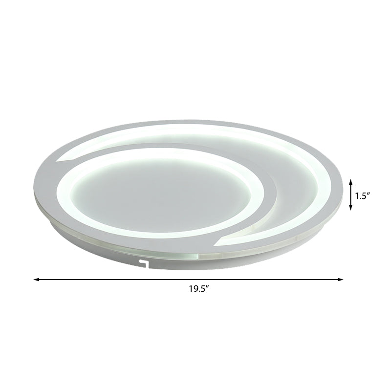 Modern White Ripple Flushmount Led Light Simple Metal Design 16/19.5/23.5 Wide