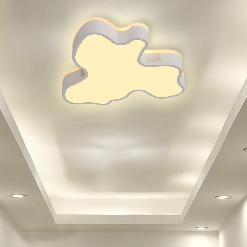 Abstract Flush Light - 16/19.5/23.5 Width Black/White Shade Led Contemporary Mount In Warm/White