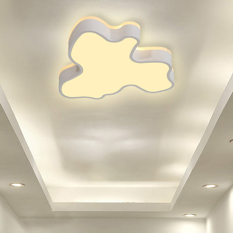 Abstract Flush Light - 16/19.5/23.5 Width Black/White Shade Led Contemporary Mount In Warm/White