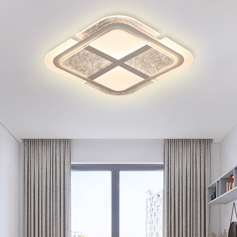 Square Led Ceiling Light With Mosaic Acrylic Design In Warm/White 16’ - 23.5’ Widths White / 23.5’