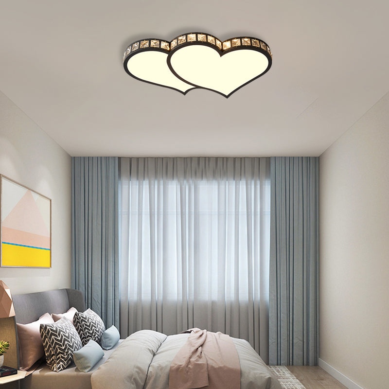 Modern Flushmount Ceiling Light With Crystal Accents And Frosted Diffuser - Black/Gold Led 3 Color