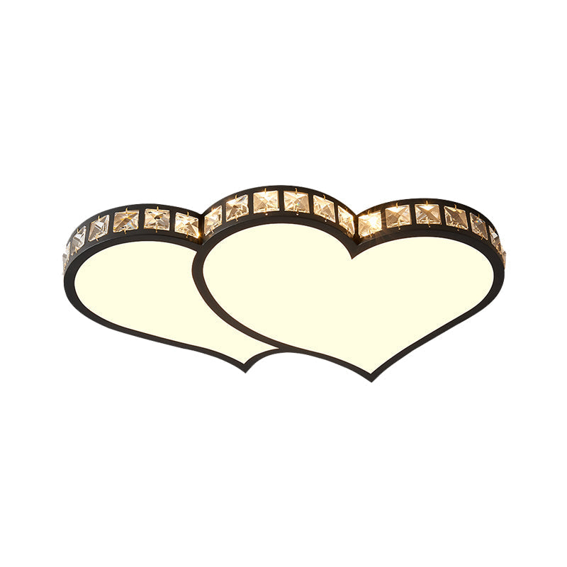 Modern Flushmount Ceiling Light With Crystal Accents And Frosted Diffuser - Black/Gold Led 3 Color