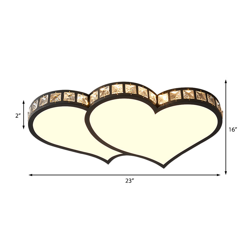 Modern Flushmount Ceiling Light With Crystal Accents And Frosted Diffuser - Black/Gold Led 3 Color