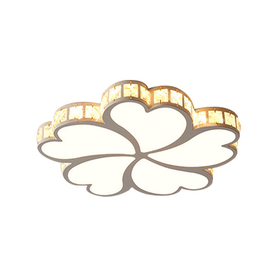 Modern Metal Clover Flush Mount Light With Clear K9 Crystal Led Black/White