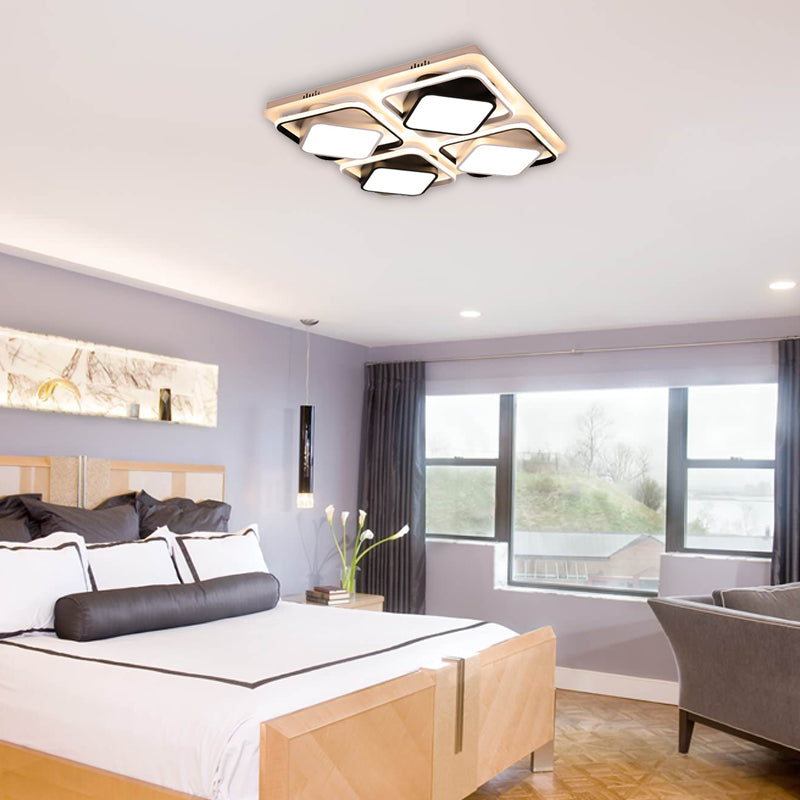 Modern Black & White Cube Led Flushmount Ceiling Light In 27.5/41 Sizes / 27.5