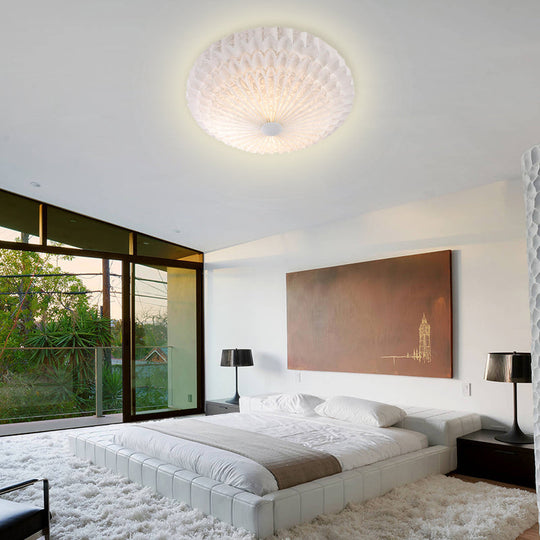 Modern White Acrylic Flush Mount Led Light With Dome Shade - 21’/26’ Wide