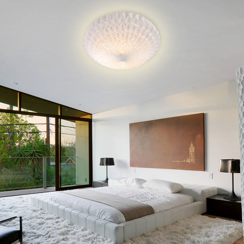 Modern White Acrylic Flush Mount Led Light With Dome Shade - 21/26 Wide