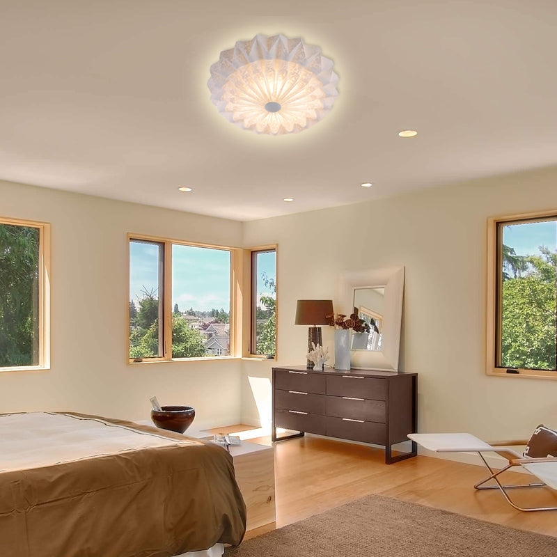 Modern White Acrylic Flush Mount Led Light With Dome Shade - 21’/26’ Wide