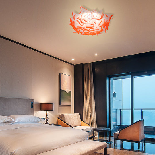 Contemporary Acrylic Flush Ceiling Lamp With Led Light Fixture - Blue/Brown/Orange