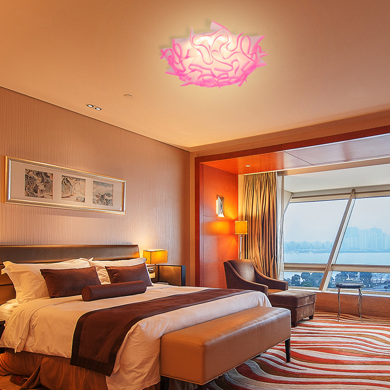 Contemporary Acrylic Flush Ceiling Lamp With Led Light Fixture - Blue/Brown/Orange