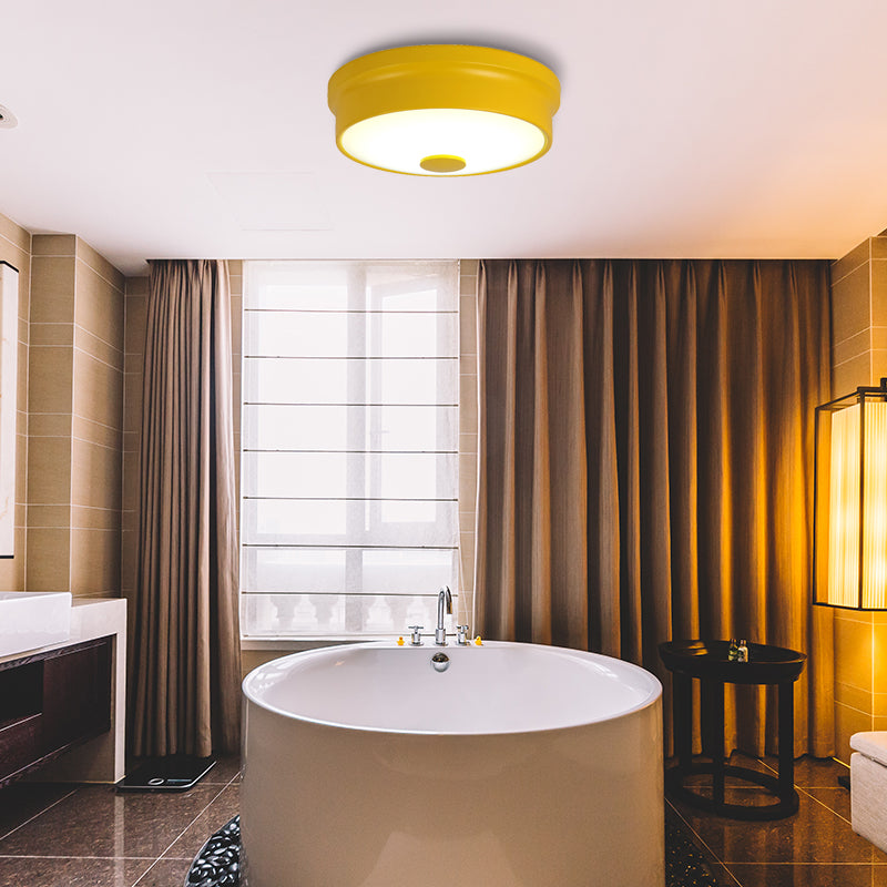 Macaron Drum Ceiling Flush Light In Metal With Led Ideal For Kids Room Available Various Colors