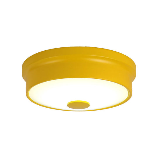 Macaron Drum Ceiling Flush Light In Metal With Led Ideal For Kids Room Available Various Colors