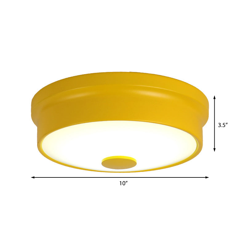 Macaron Drum Ceiling Flush Light In Metal With Led Ideal For Kids Room Available Various Colors