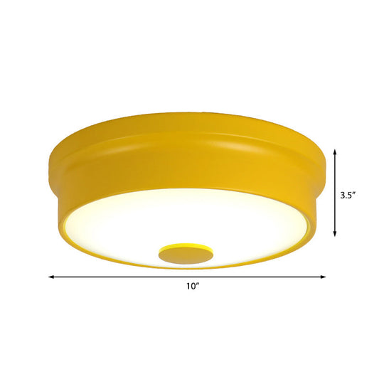 Macaron Drum Ceiling Flush Light In Metal With Led Ideal For Kids Room Available Various Colors