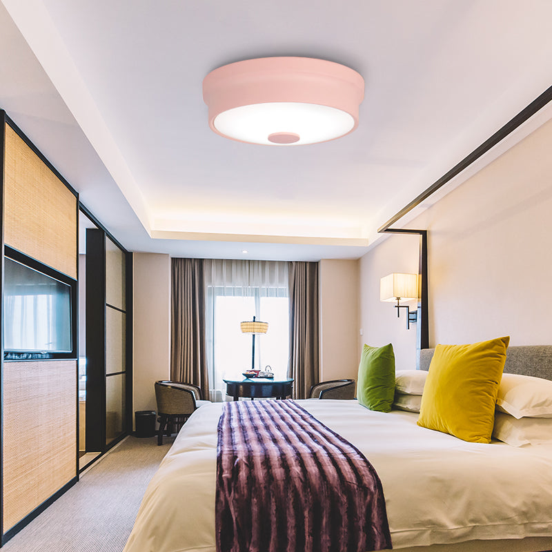 Macaron Drum Ceiling Flush Light In Metal With Led Ideal For Kids Room Available Various Colors