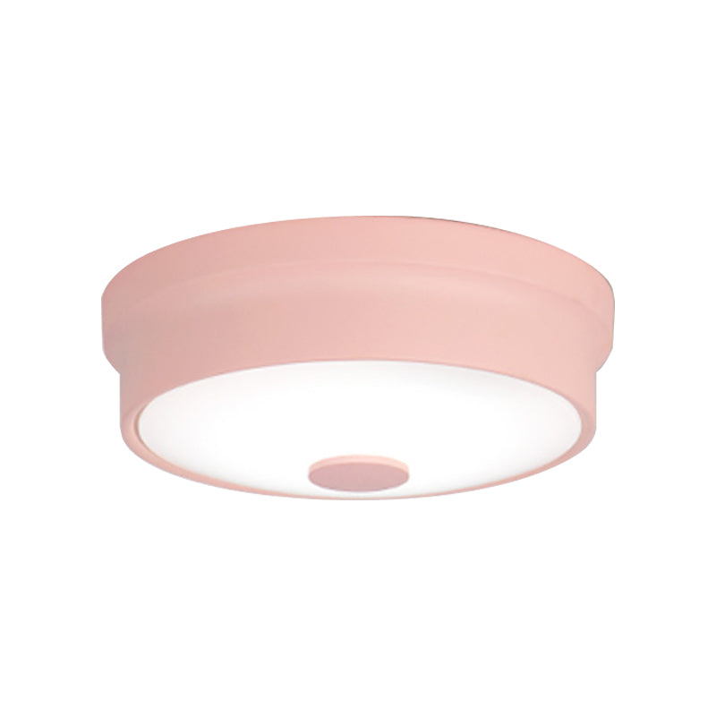 Macaron Drum Ceiling Flush Light In Metal With Led Ideal For Kids Room Available Various Colors