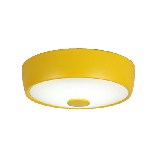 Macaron Drum Ceiling Flush Light In Metal With Led Ideal For Kids Room Available Various Colors