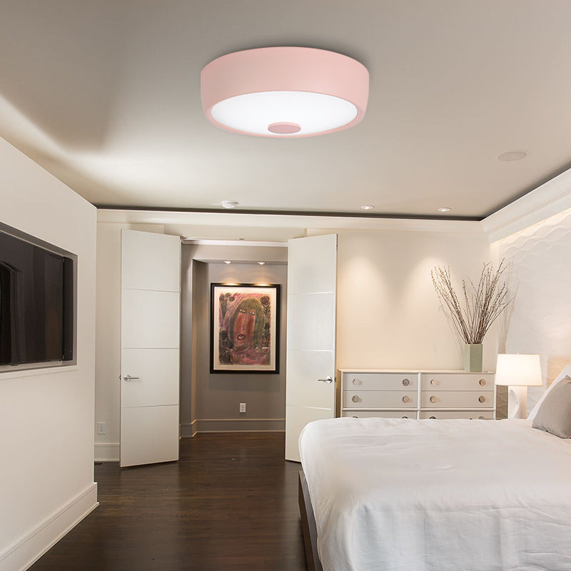 Macaron Drum Ceiling Flush Light In Metal With Led Ideal For Kids Room Available Various Colors