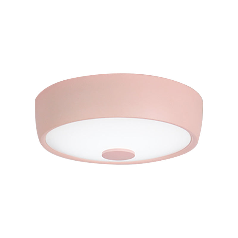 Macaron Drum Ceiling Flush Light In Metal With Led Ideal For Kids Room Available Various Colors