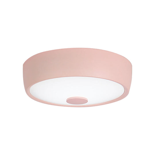 Macaron Drum Ceiling Flush Light In Metal With Led Ideal For Kids Room Available Various Colors