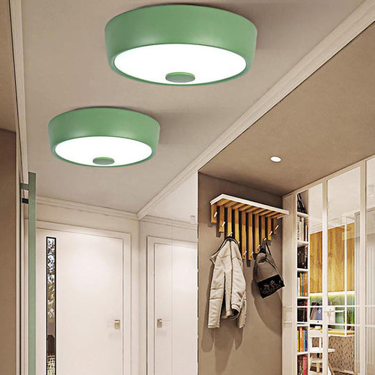 Macaron Drum Ceiling Flush Light In Metal With Led Ideal For Kids Room Available Various Colors