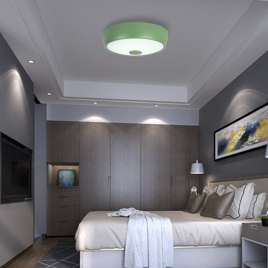 Macaron Drum Ceiling Flush Light In Metal With Led Ideal For Kids Room Available Various Colors