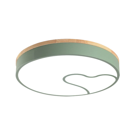 Nordic Led Flush Light With Metal Round Shade - Green/Grey/White Ceiling Lamp In Warm/White