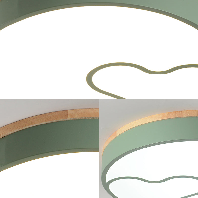 Nordic Led Flush Light With Metal Round Shade - Green/Grey/White Ceiling Lamp In Warm/White
