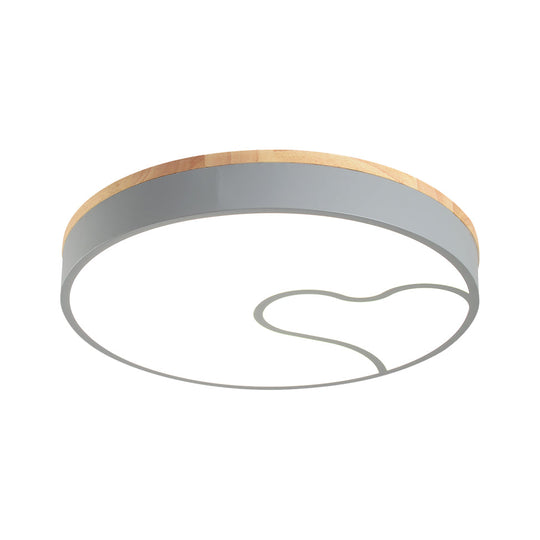 Nordic Led Flush Light With Metal Round Shade - Green/Grey/White Ceiling Lamp In Warm/White