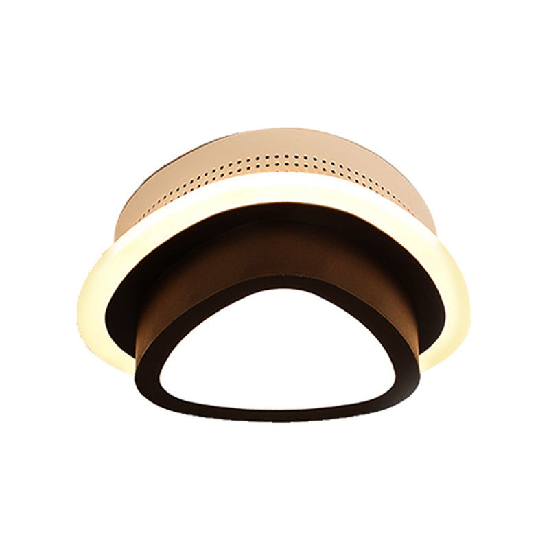 Modern Led Flush Ceiling Lamp In Black/White - Round Square Or Triangle Acrylic Design For Corridor