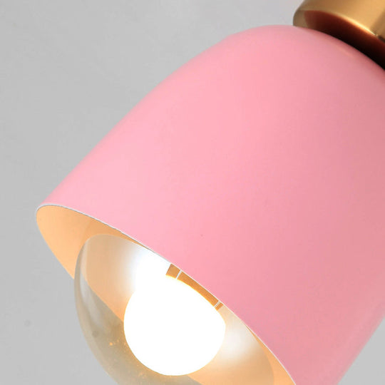 Modern Metal And Glass Flush Mount Ceiling Light - White/Pink/Yellow/Coffee 1 Head Corridor Fixture