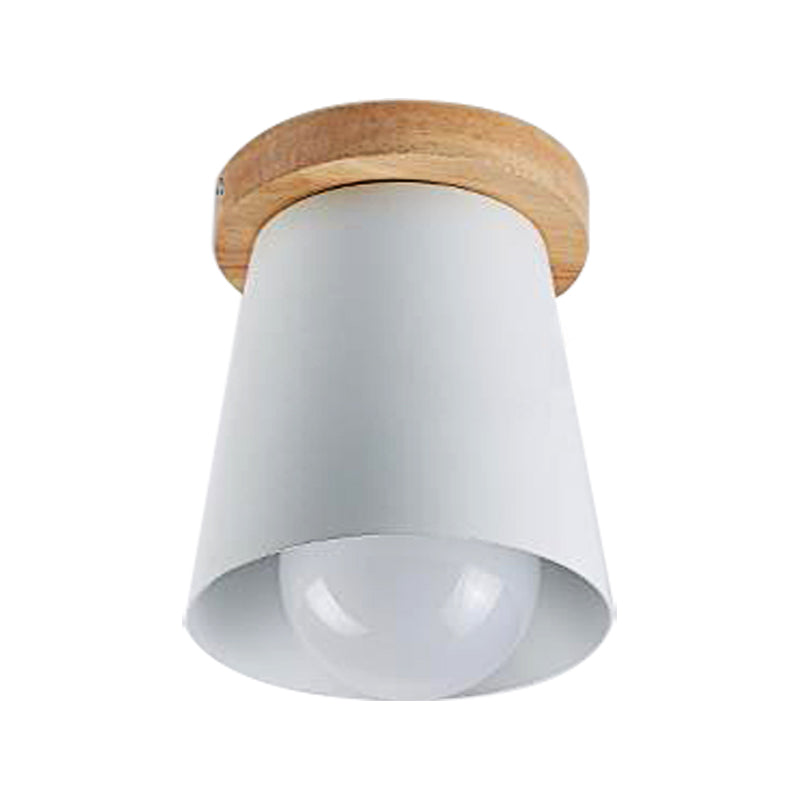 Contemporary Conical Ceiling Light Gray/White/Green - Metal Flush Mount For Bedroom