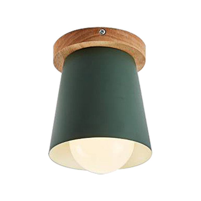 Contemporary Conical Ceiling Light Gray/White/Green - Metal Flush Mount For Bedroom