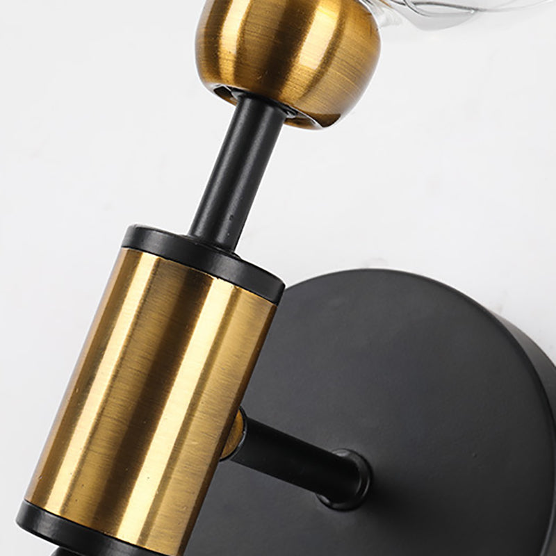 Vintage Clear Glass Wall Sconce Lighting With 1/2 Lights Orb Black/Gold Fixture