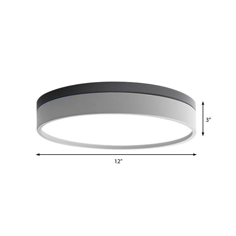 Nordic Tambour Led Ceiling Light In White With 12/16/19.5 Inch Diameter And Color Options