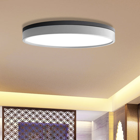 Nordic Tambour Led Ceiling Light In White With 12/16/19.5 Inch Diameter And Color Options / 19.5