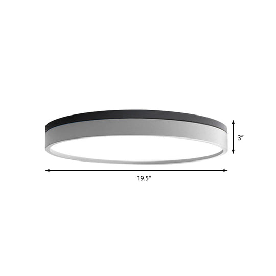 Nordic Tambour Led Ceiling Light In White With 12/16/19.5 Inch Diameter And Color Options