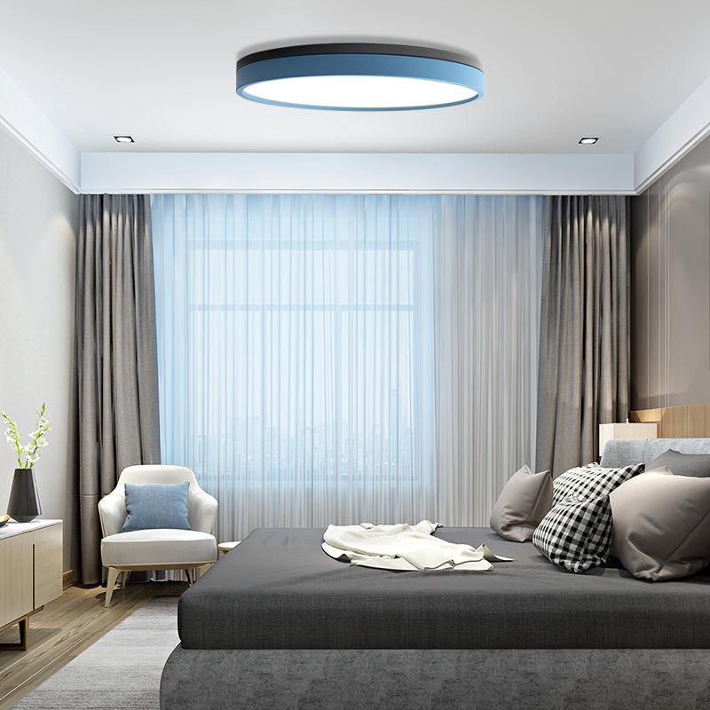 Nordic Tambour Led Ceiling Light In White With 12/16/19.5 Inch Diameter And Color Options