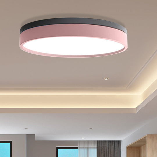 Nordic Tambour Led Ceiling Light In White With 12/16/19.5 Inch Diameter And Color Options Pink / 12