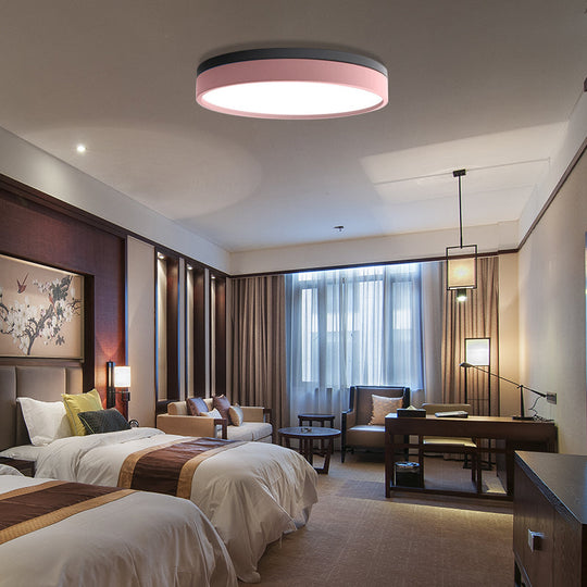 Nordic Tambour Led Ceiling Light In White With 12/16/19.5 Inch Diameter And Color Options