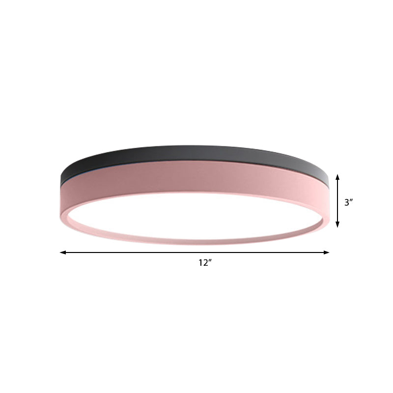 Nordic Tambour Led Ceiling Light In White With 12/16/19.5 Inch Diameter And Color Options